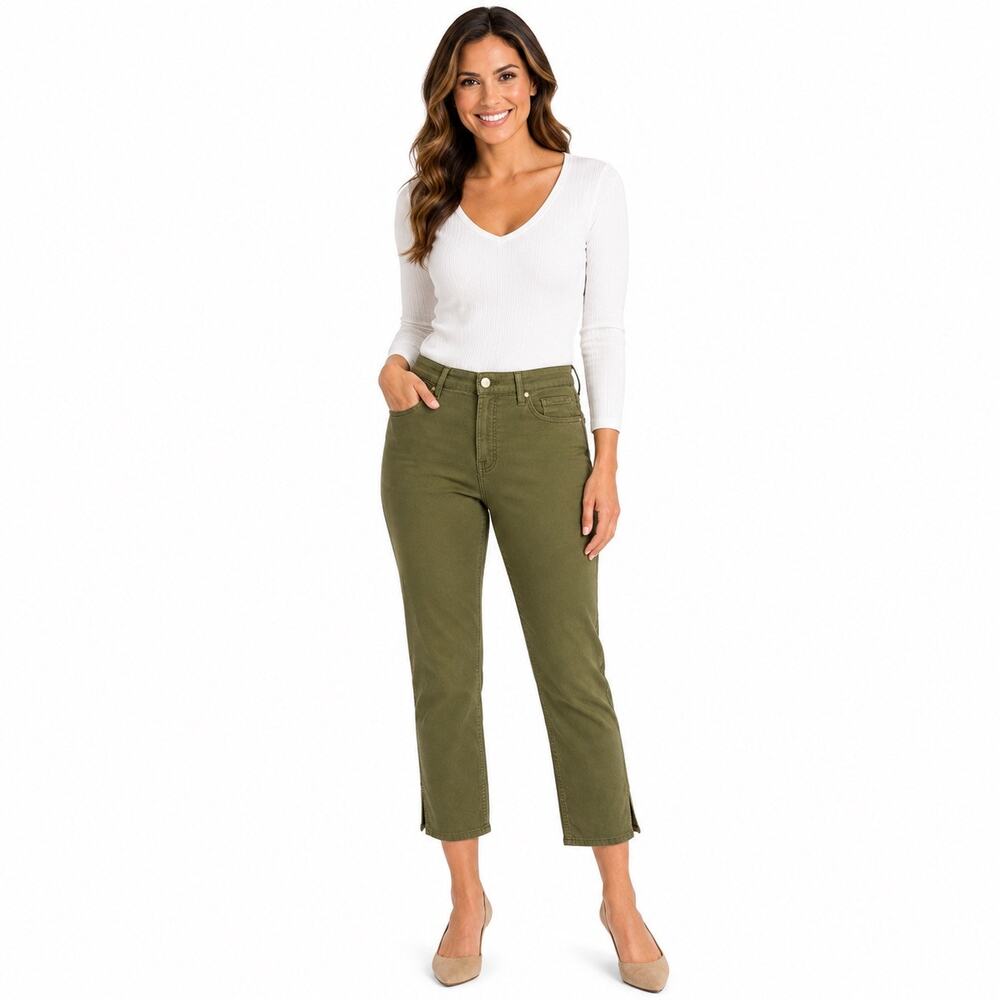 JEN7 by 7 For All Mankind Women’s Size 12 Olive Green Ankle Pants